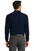 Port Authority K500LSP Mens Silk Touch Wrinkle Resistant Long Sleeve Polo Shirt w/ Pocket Navy Blue Model Back