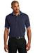 Port Authority K524 Mens Dry Zone Moisture Wicking Short Sleeve Polo Shirt Navy Blue/Lake Blue Model Front