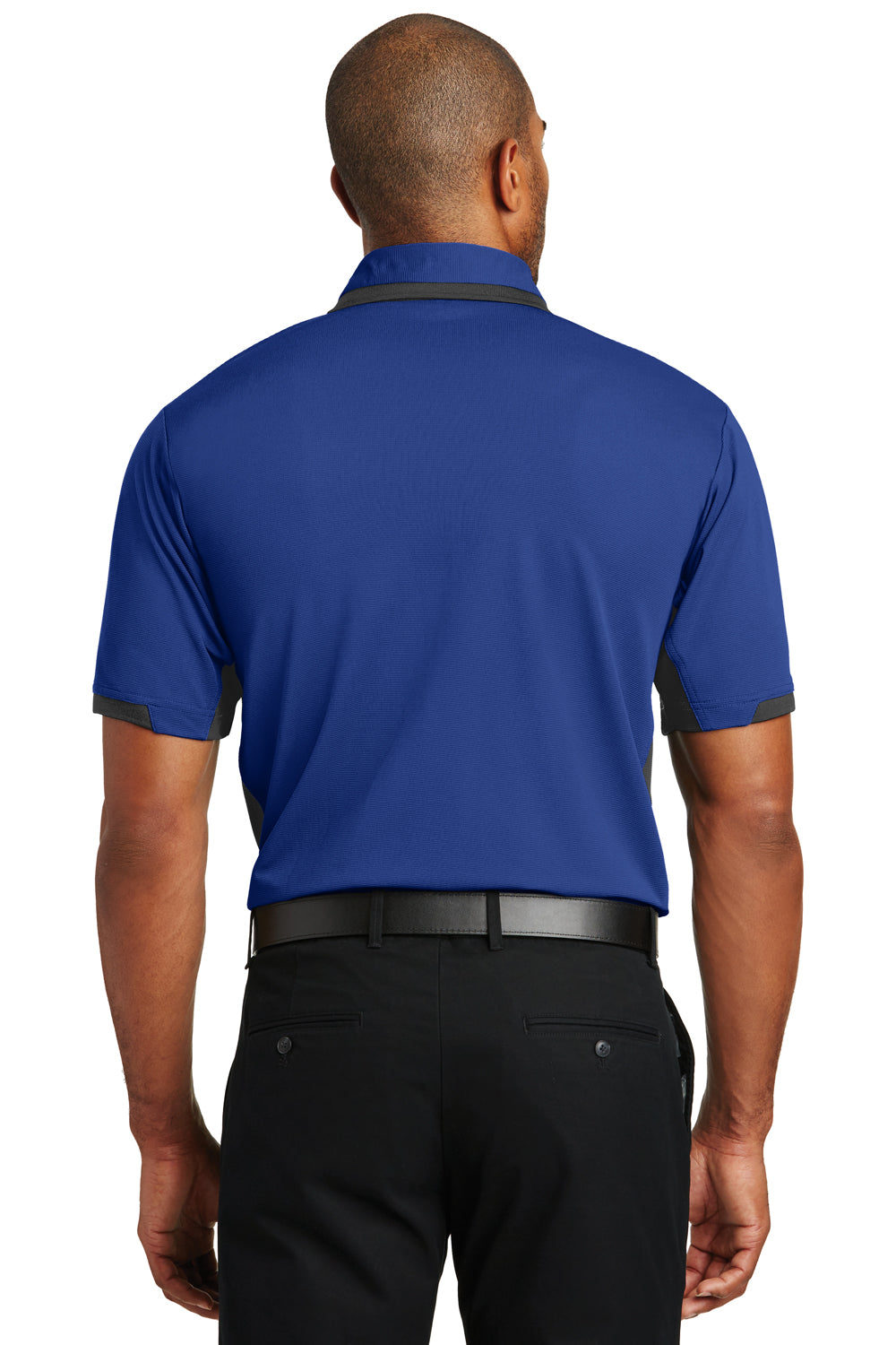 Port Authority K524 Mens Dry Zone Moisture Wicking Short Sleeve Polo Shirt Royal Blue/Black Model Back