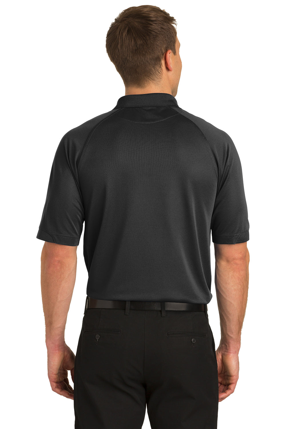 Port Authority K525/TLK525 Mens Dry Zone Moisture Wicking Short Sleeve Polo Shirt Black Model Back