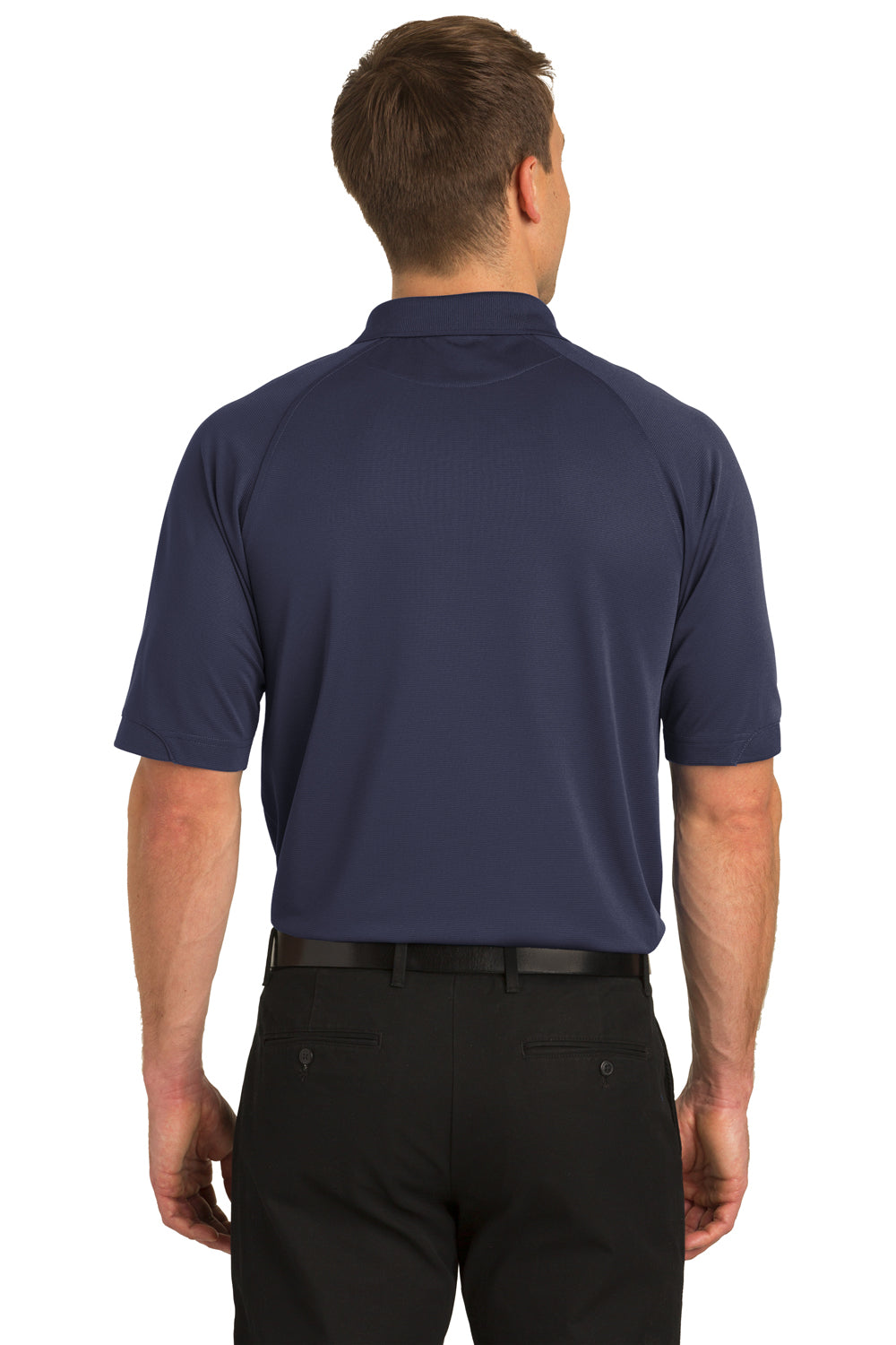 Port Authority K525/TLK525 Mens Dry Zone Moisture Wicking Short Sleeve Polo Shirt Navy Blue Model Back