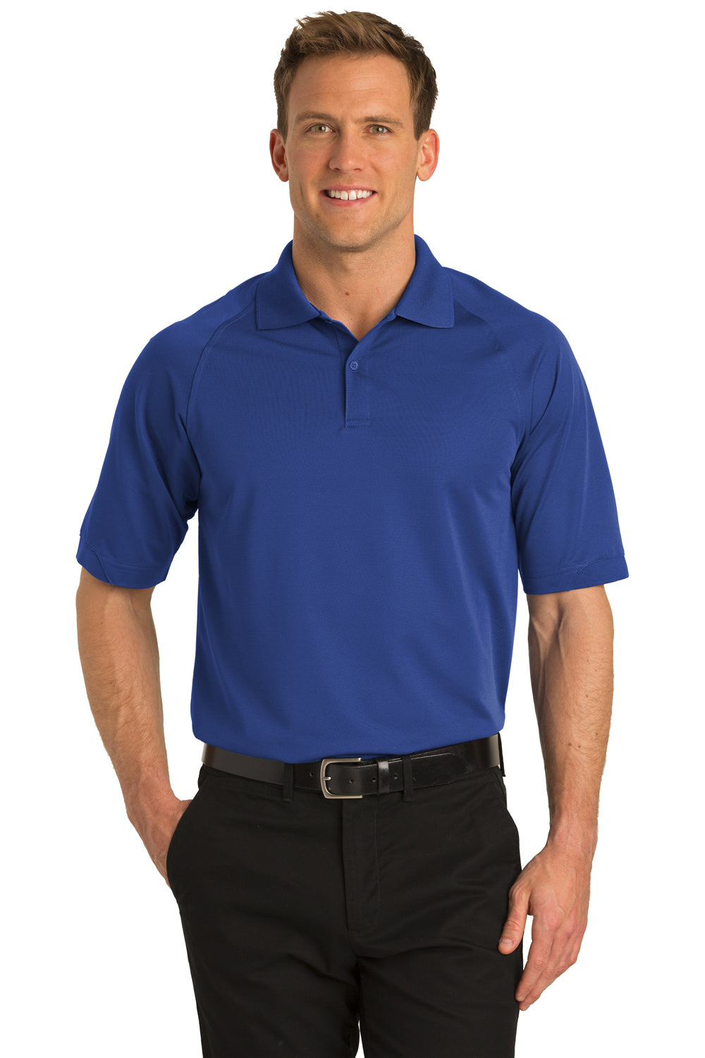 Port Authority K525/TLK525 Mens Dry Zone Moisture Wicking Short Sleeve Polo Shirt Royal Blue Model Front