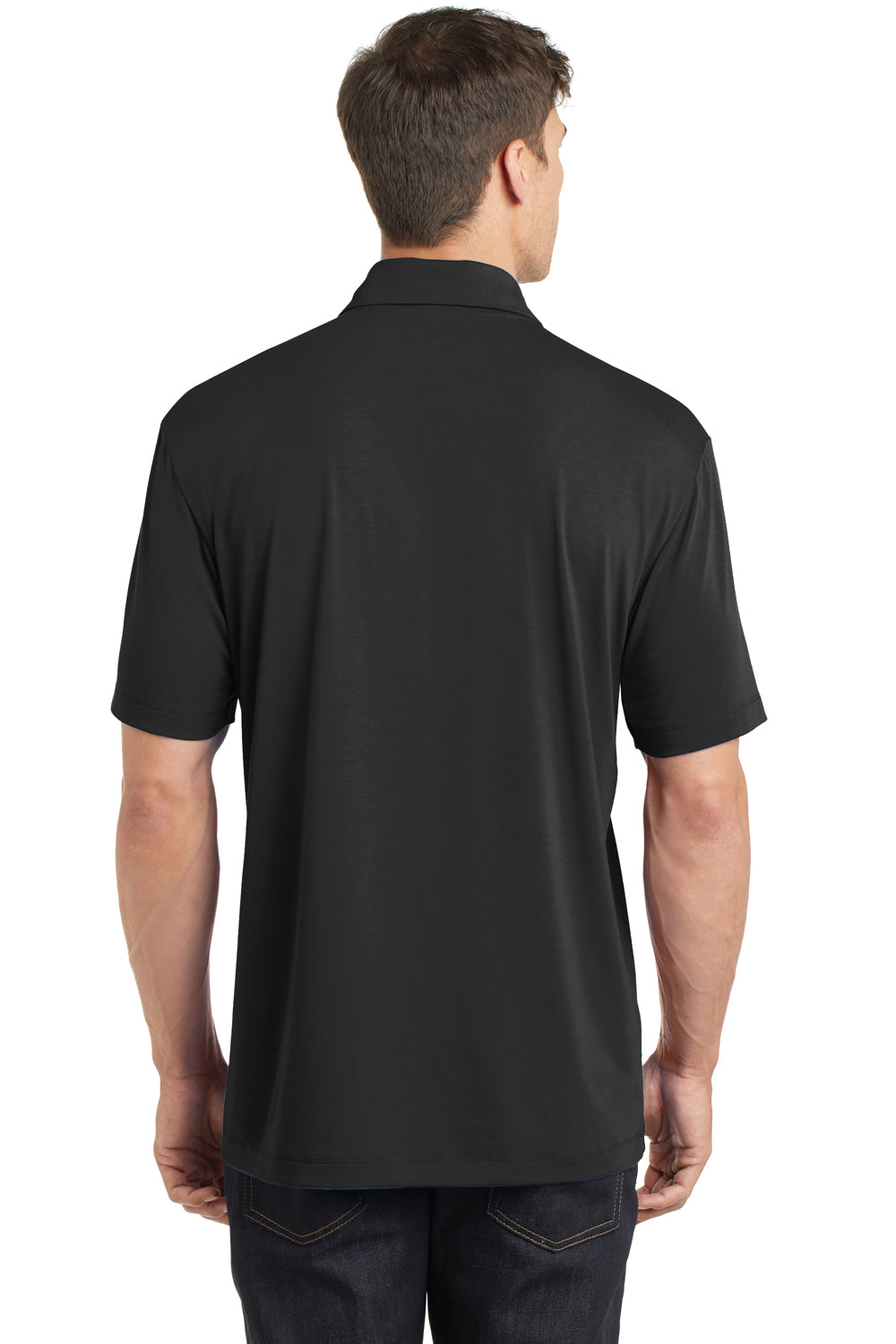 Port Authority K568 Mens Cotton Touch Performance Moisture Wicking Short Sleeve Polo Shirt Black Model Back