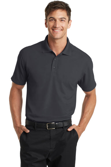 Port Authority K572 Mens Dry Zone Moisture Wicking Short Sleeve Polo Shirt Battleship Grey Model Front