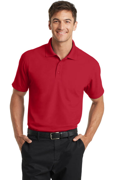 Port Authority K572 Mens Dry Zone Moisture Wicking Short Sleeve Polo Shirt Engine Red Model Front