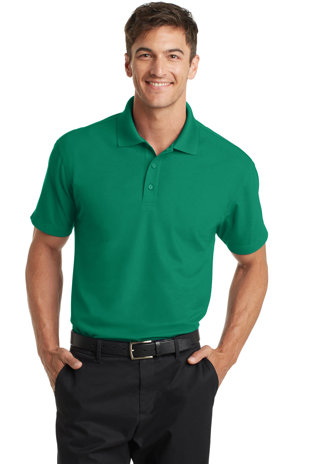 Port Authority K572 Mens Dry Zone Moisture Wicking Short Sleeve Polo Shirt Jewel Green Model Front