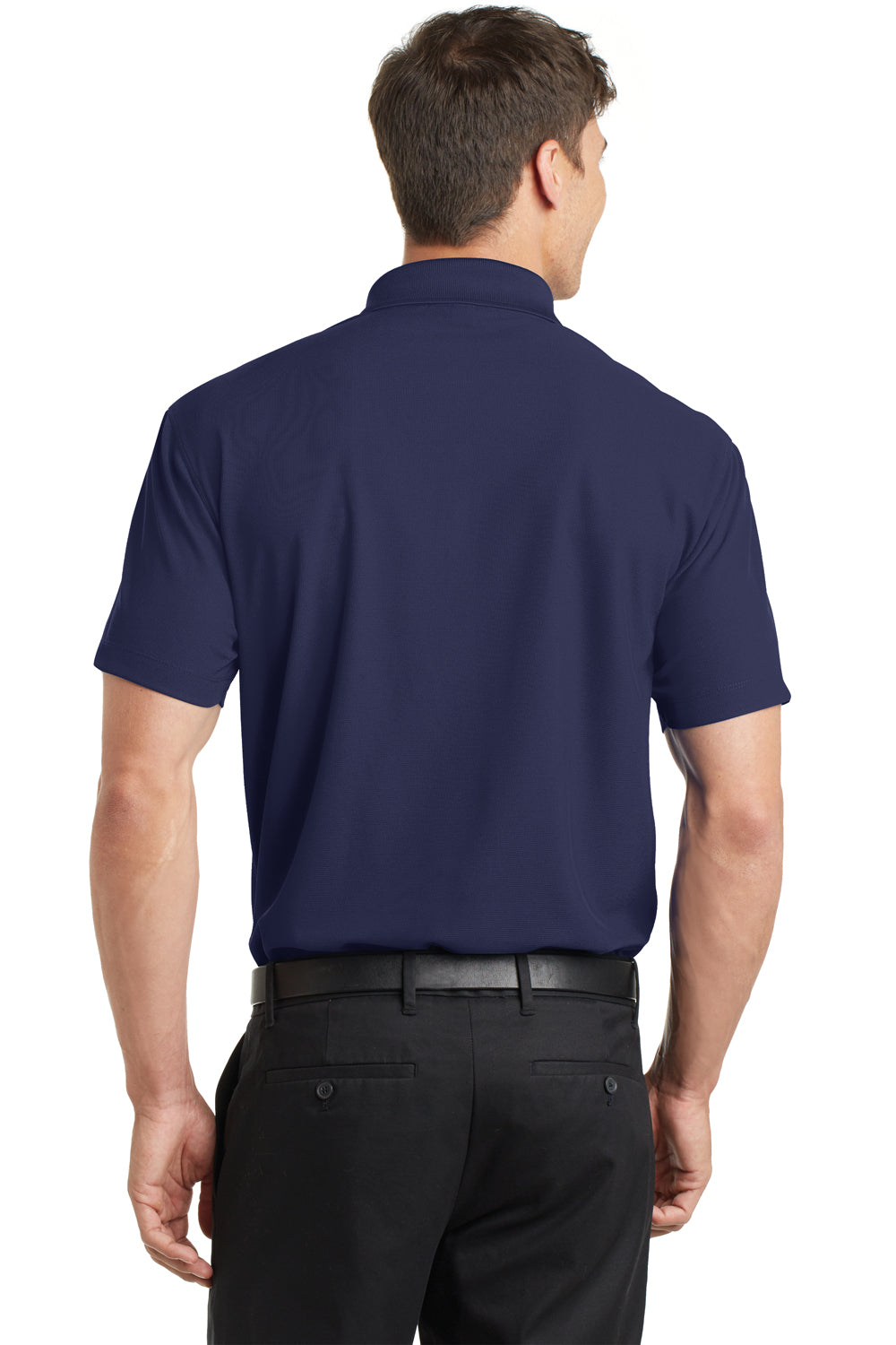 Port Authority K572 Mens Dry Zone Moisture Wicking Short Sleeve Polo Shirt True Navy Blue Model Back