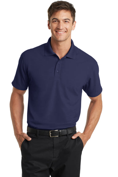 Port Authority K572 Mens Dry Zone Moisture Wicking Short Sleeve Polo Shirt True Navy Blue Model Front