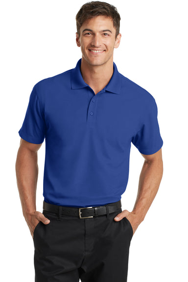 Port Authority K572 Mens Dry Zone Moisture Wicking Short Sleeve Polo Shirt True Royal Blue Model Front