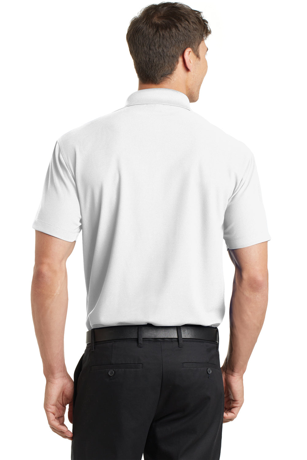 Port Authority K572 Mens Dry Zone Moisture Wicking Short Sleeve Polo Shirt White Model Back