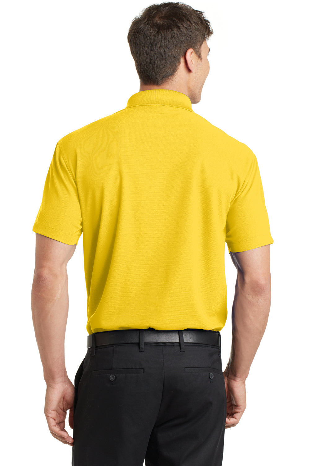 Port Authority K572 Mens Dry Zone Moisture Wicking Short Sleeve Polo Shirt Yellow Model Back