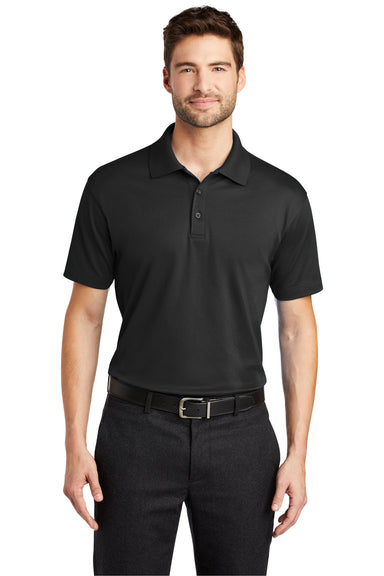 Port Authority K573 Mens Rapid Dry Moisture Wicking Short Sleeve Polo Shirt Black Model Front