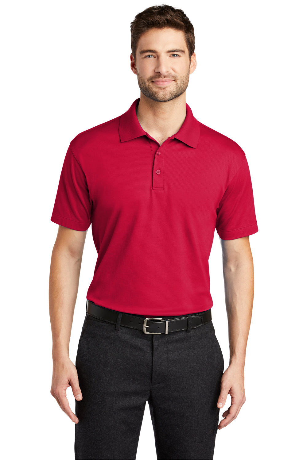 Port Authority K573 Mens Rapid Dry Moisture Wicking Short Sleeve Polo Shirt Engine Red Model Front