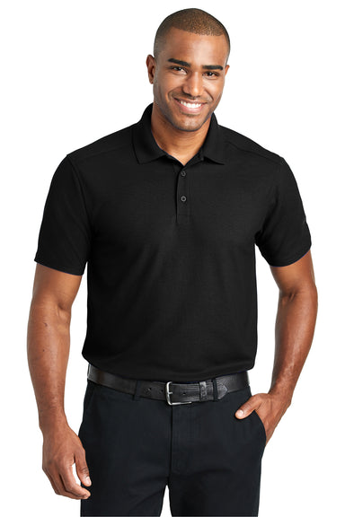 Port Authority K600 Mens EZPerformance Moisture Wicking Short Sleeve Polo Shirt Black Model Front