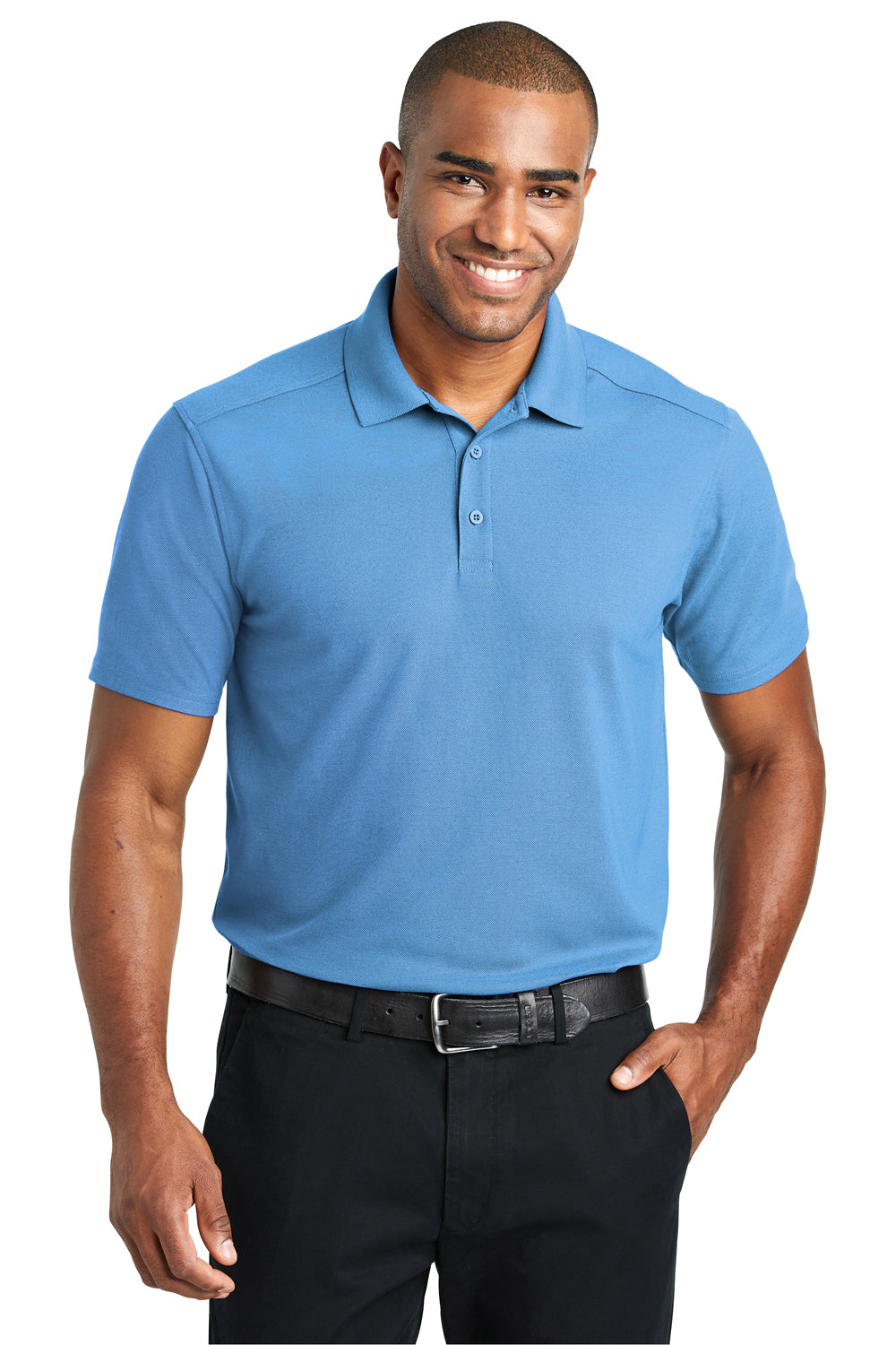 Port Authority Mens EZPerformance Moisture Wicking Short Sleeve Polo Shirt Carolina Blue