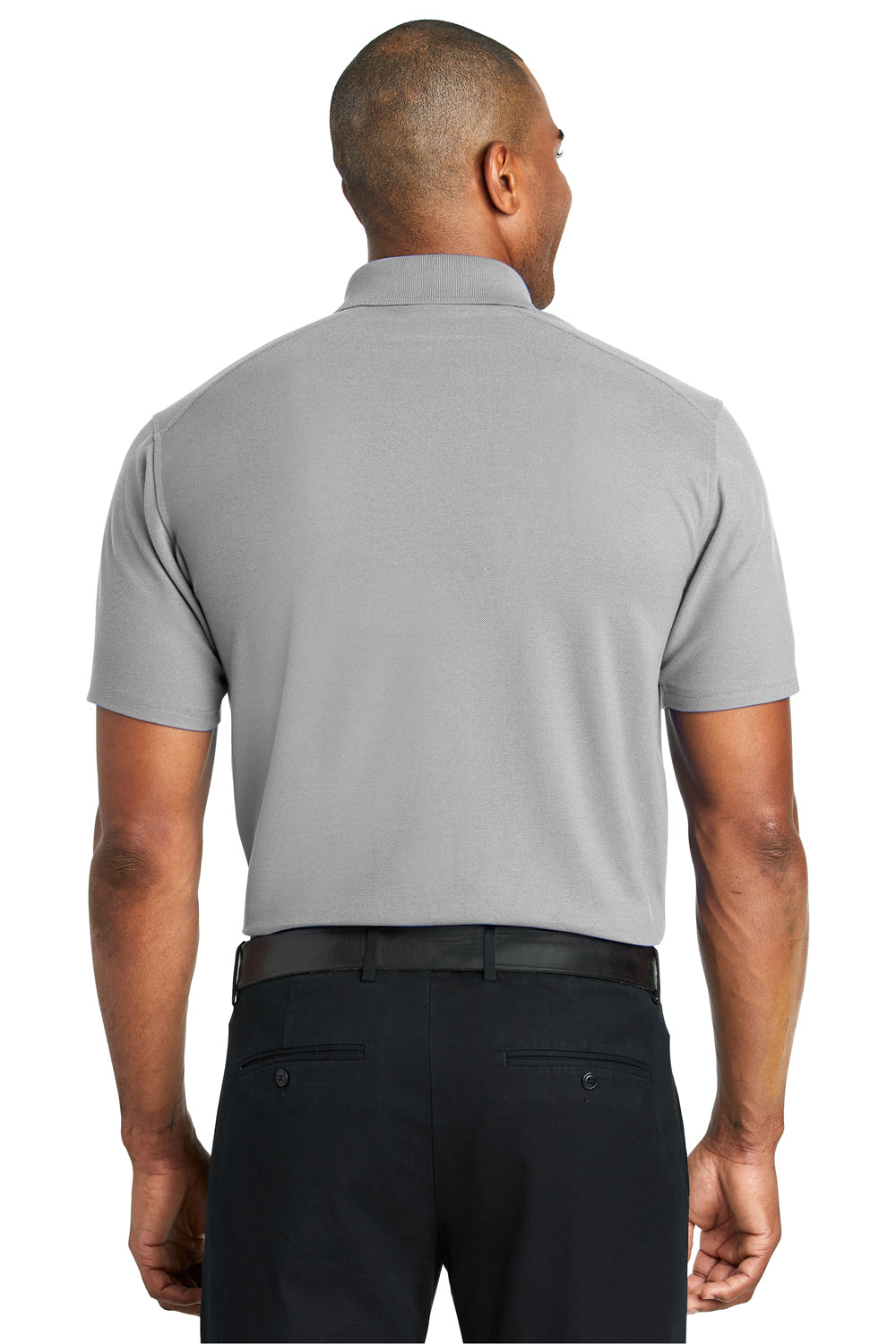 Port Authority K600 Mens EZPerformance Moisture Wicking Short Sleeve Polo Shirt Gusty Grey Model Back