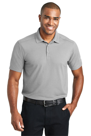 Port Authority K600 Mens EZPerformance Moisture Wicking Short Sleeve Polo Shirt Gusty Grey Model Front