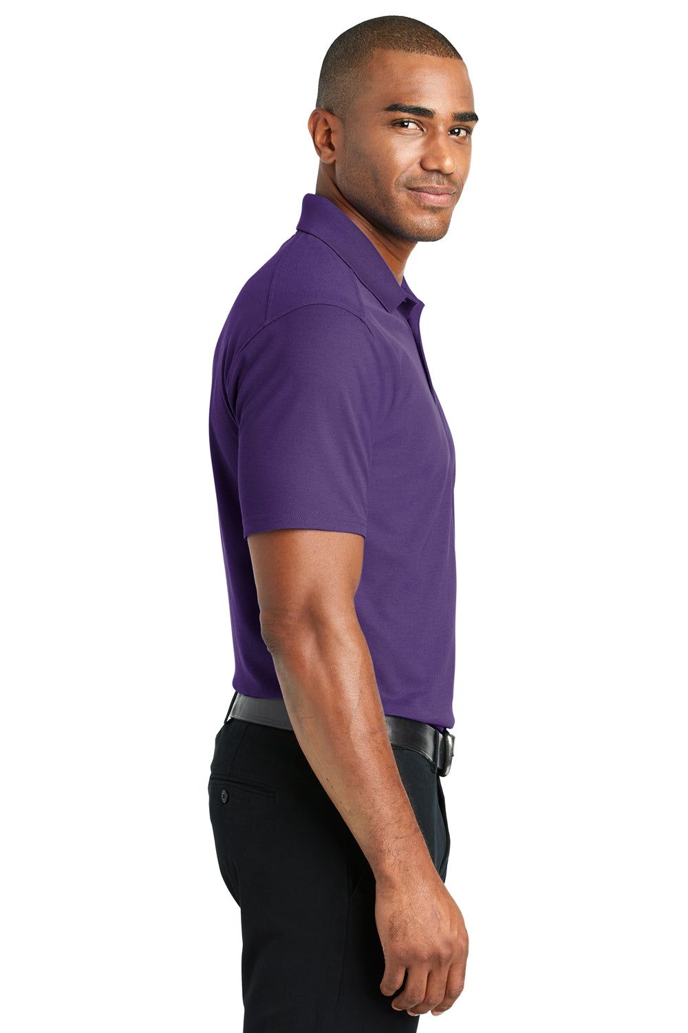 Port Authority K600 Mens EZPerformance Moisture Wicking Short Sleeve Polo Shirt Majestic Purple Model Side