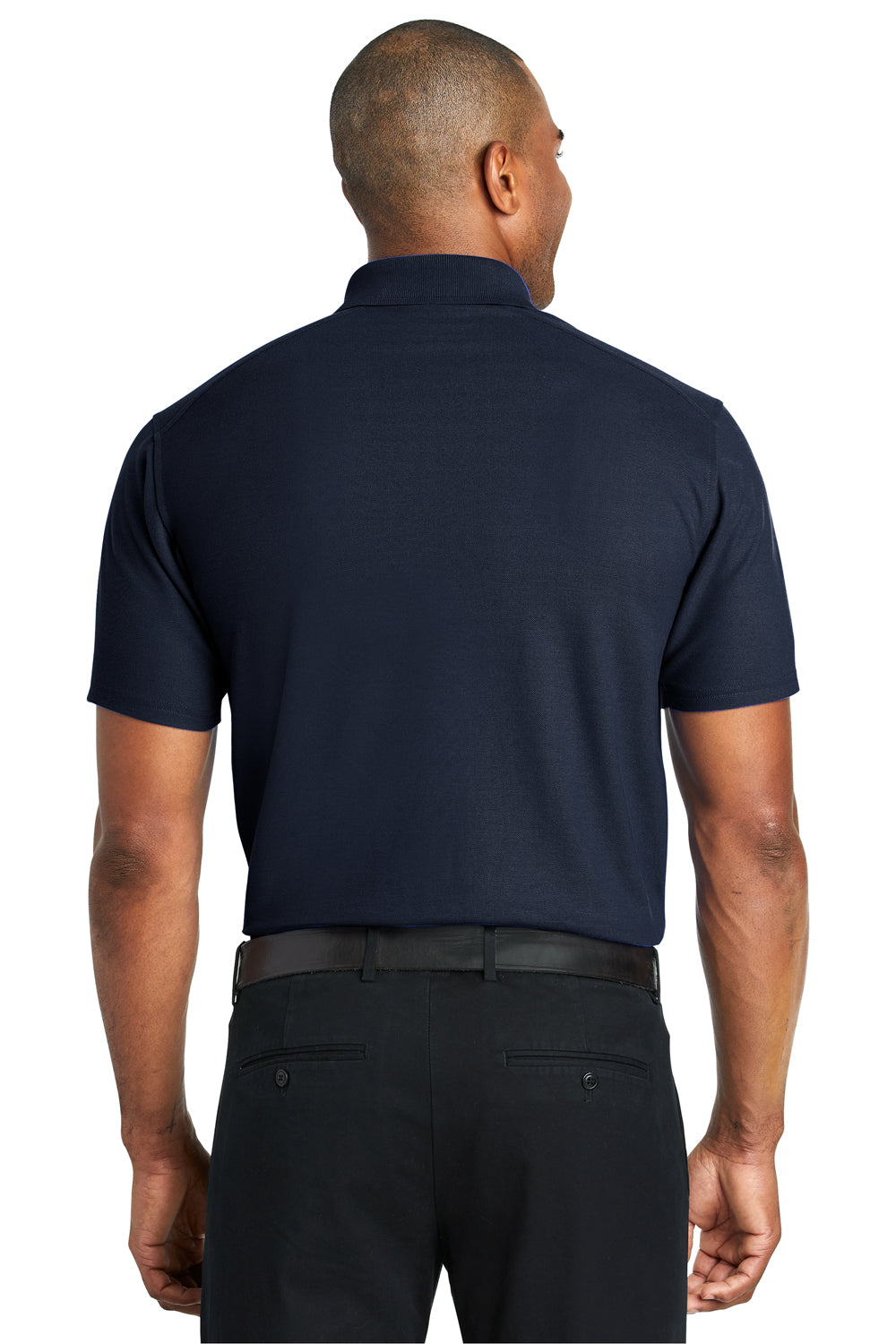 Port Authority K600 Mens EZPerformance Moisture Wicking Short Sleeve Polo Shirt Navy Blue Model Back