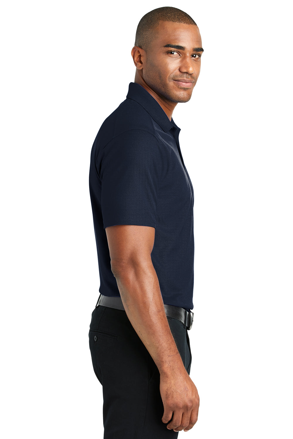 Port Authority K600 Mens EZPerformance Moisture Wicking Short Sleeve Polo Shirt Navy Blue Model Side