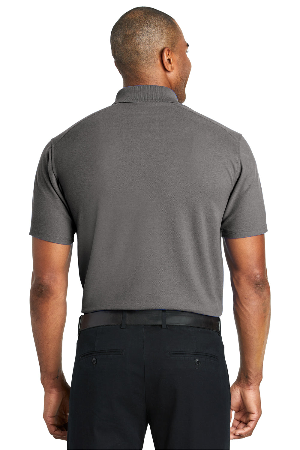 Port Authority K600 Mens EZPerformance Moisture Wicking Short Sleeve Polo Shirt Sterling Grey Model Back