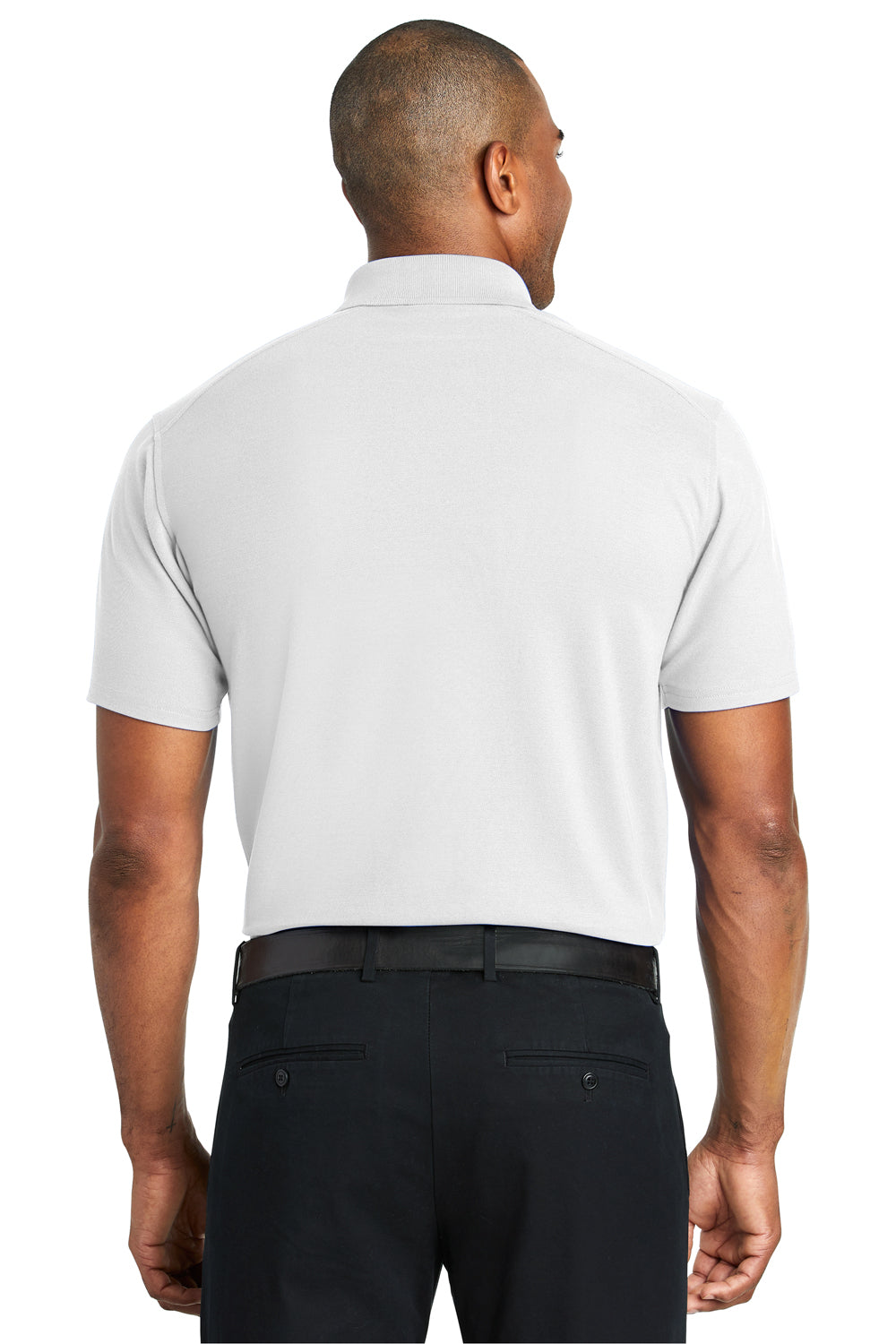 Port Authority K600 Mens EZPerformance Moisture Wicking Short Sleeve Polo Shirt White Model Back