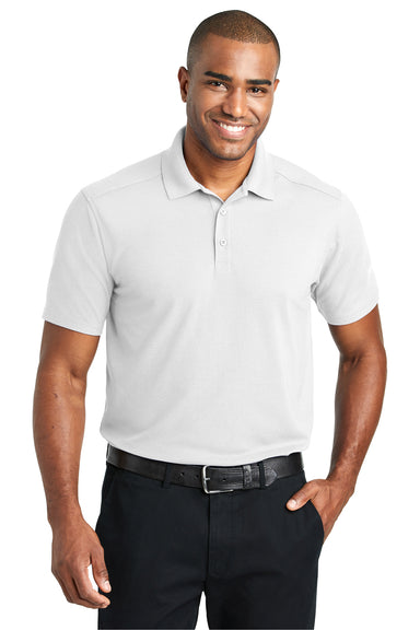 Port Authority K600 Mens EZPerformance Moisture Wicking Short Sleeve Polo Shirt White Model Front