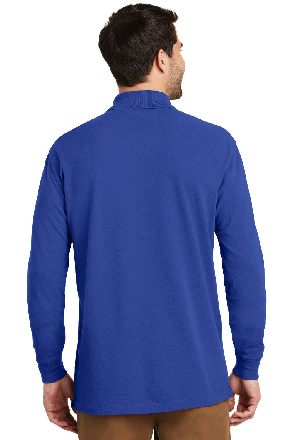 Port Authority K8000LS Mens Wrinkle Resistant Long Sleeve Polo Shirt True Royal Blue Model Back