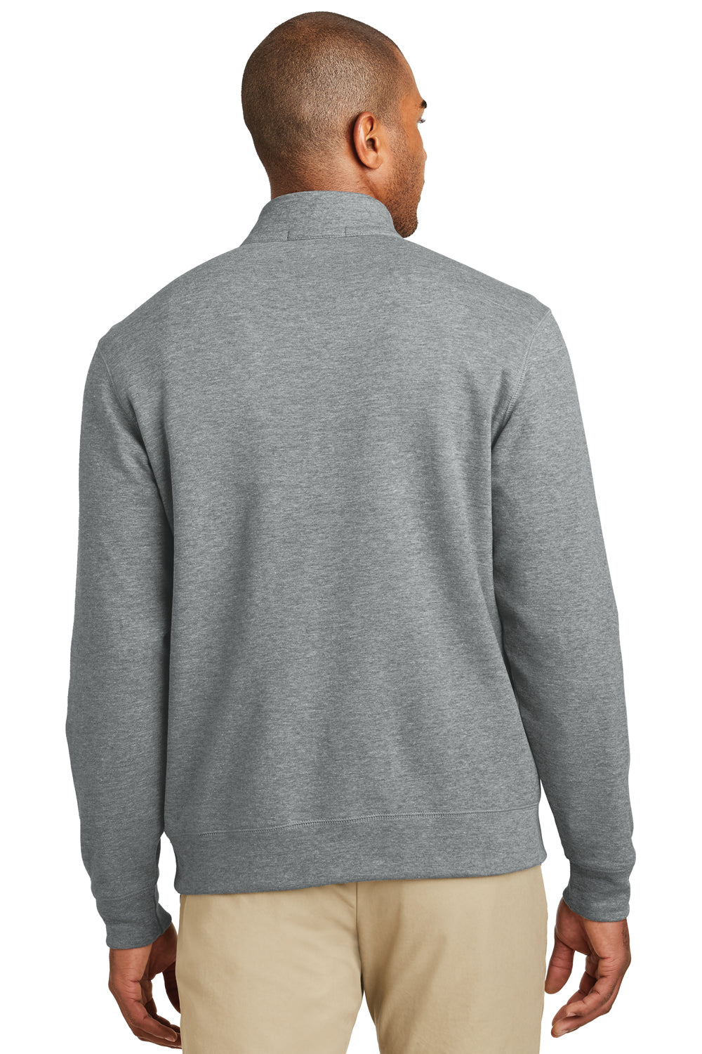 Port Authority K807 Mens 1/4 Zip Long Sleeve Sweater Heather Medium Grey Model Back