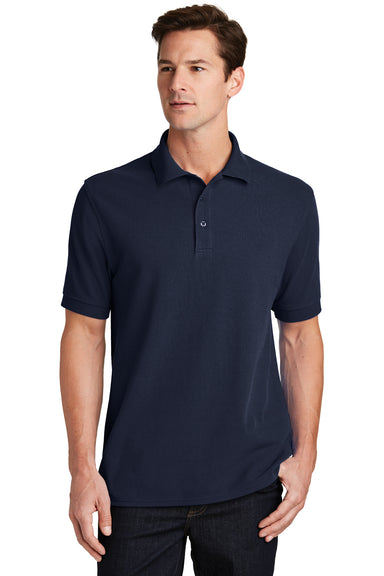 Port & Company KP1500 Mens Stain Resistant Short Sleeve Polo Shirt Deep Navy Blue Model Front