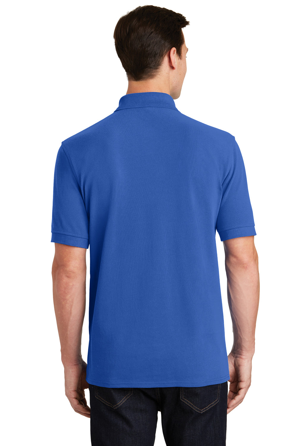 Port & Company KP1500 Mens Stain Resistant Short Sleeve Polo Shirt Royal Blue Model Back