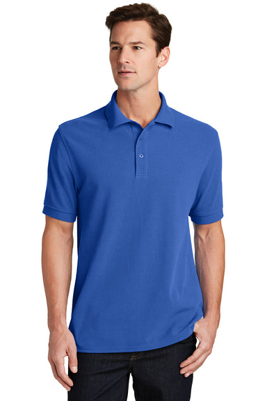 Port & Company KP1500 Mens Stain Resistant Short Sleeve Polo Shirt Royal Blue Model Front