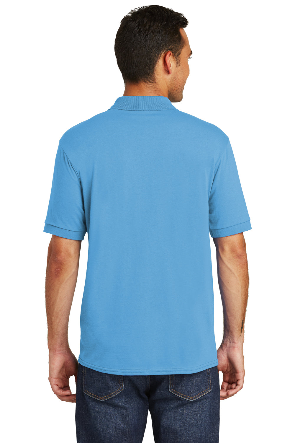 Port & Company KP55/KP55T Mens Core Stain Resistant Short Sleeve Polo Shirt Aquatic Blue Model Back