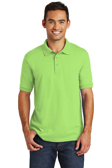 Port & Company KP55/KP55T Mens Core Stain Resistant Short Sleeve Polo Shirt Lime Green Model Front