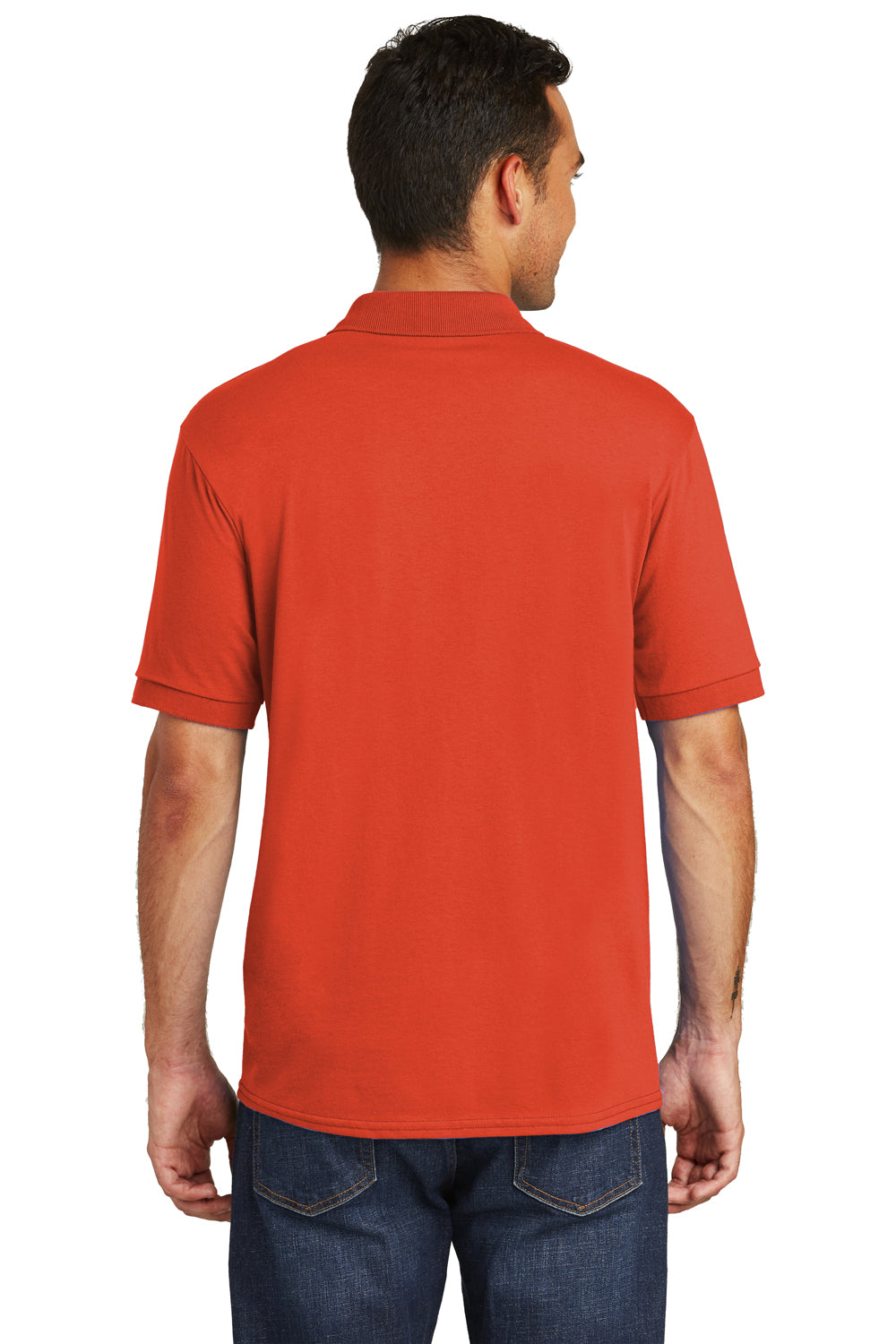 Port & Company KP55/KP55T Mens Core Stain Resistant Short Sleeve Polo Shirt Orange Model Back