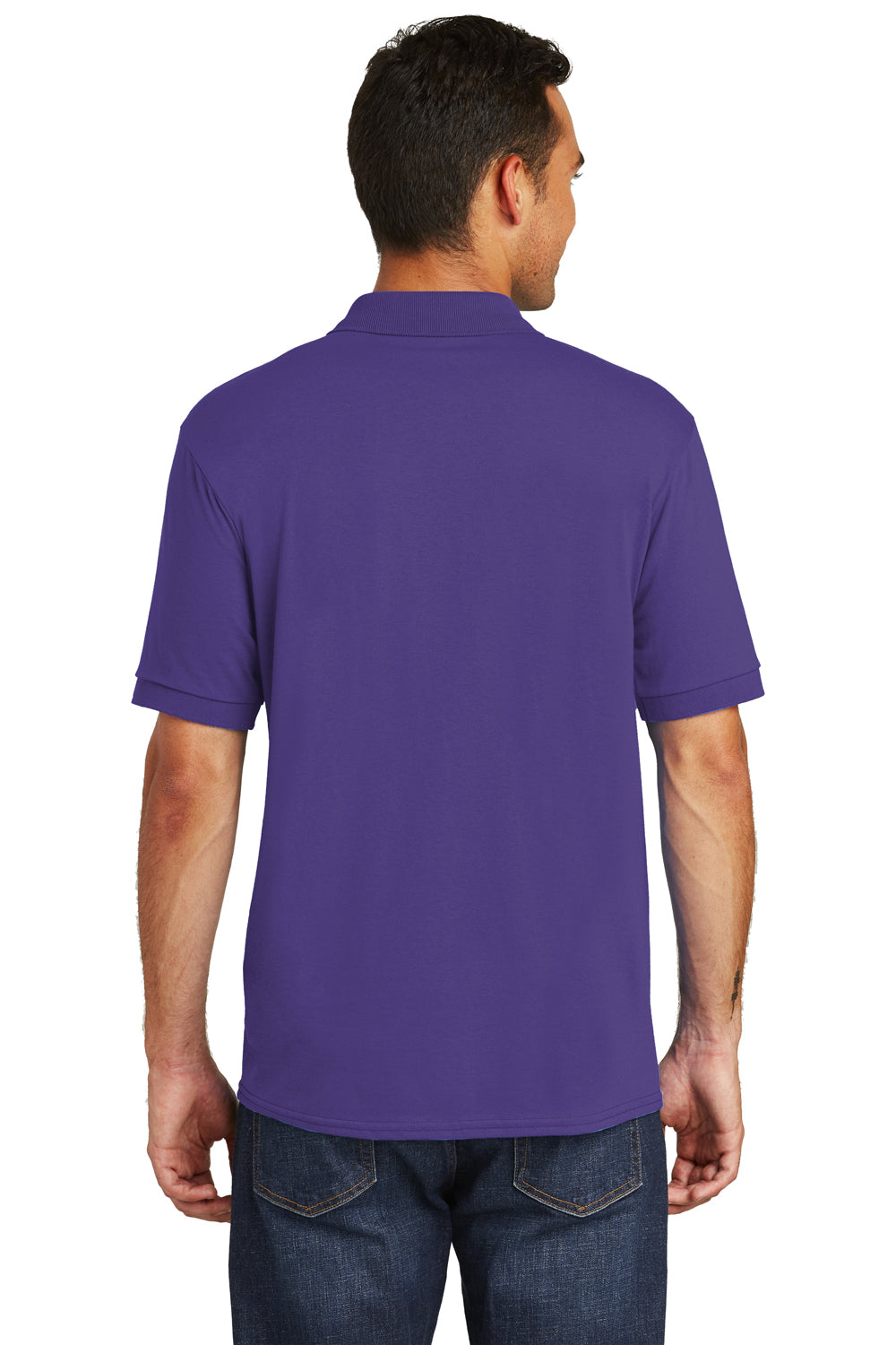 Port & Company KP55/KP55T Mens Core Stain Resistant Short Sleeve Polo Shirt Purple Model Back