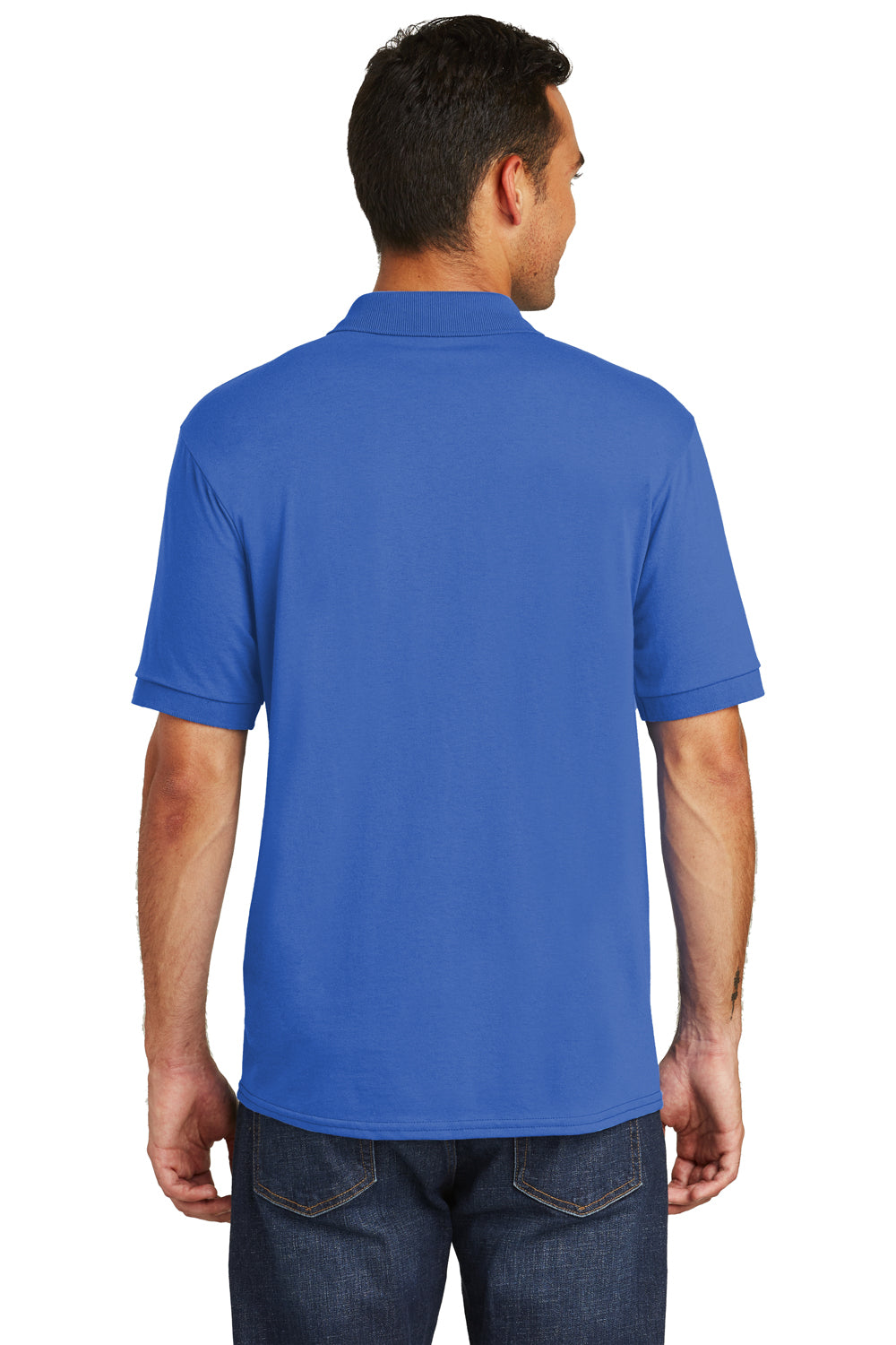 Port & Company KP55/KP55T Mens Core Stain Resistant Short Sleeve Polo Shirt Royal Blue Model Back