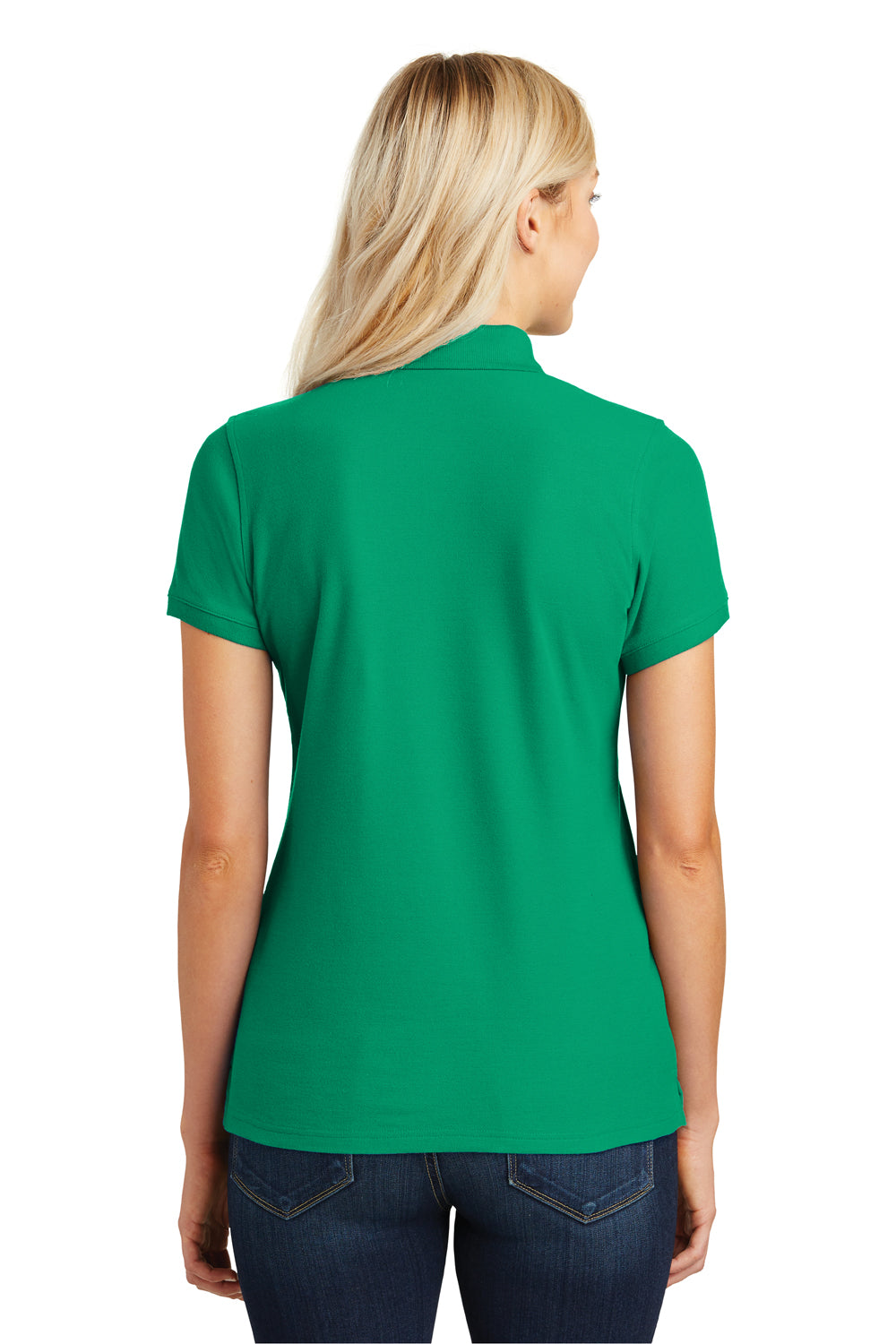 Port Authority L100 Womens Core Classic Short Sleeve Polo Shirt Bright Kelly Green Model Back