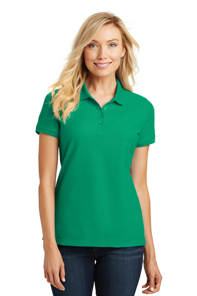 Port Authority L100 Womens Core Classic Short Sleeve Polo Shirt Bright Kelly Green Model Front