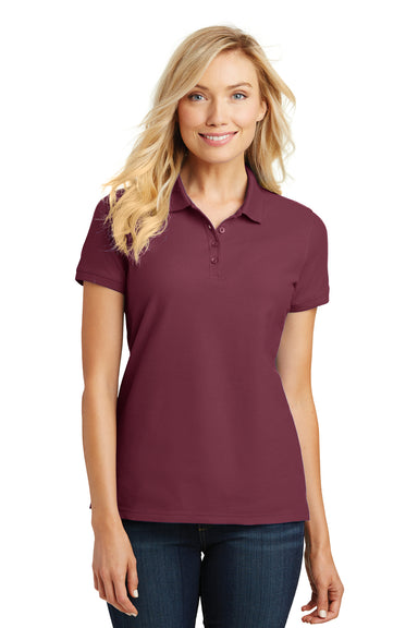 Port Authority L100 Womens Core Classic Short Sleeve Polo Shirt Burgundy Model Front