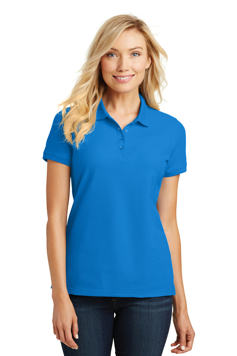 Port Authority L100 Womens Core Classic Short Sleeve Polo Shirt Coastal Blue Model Front