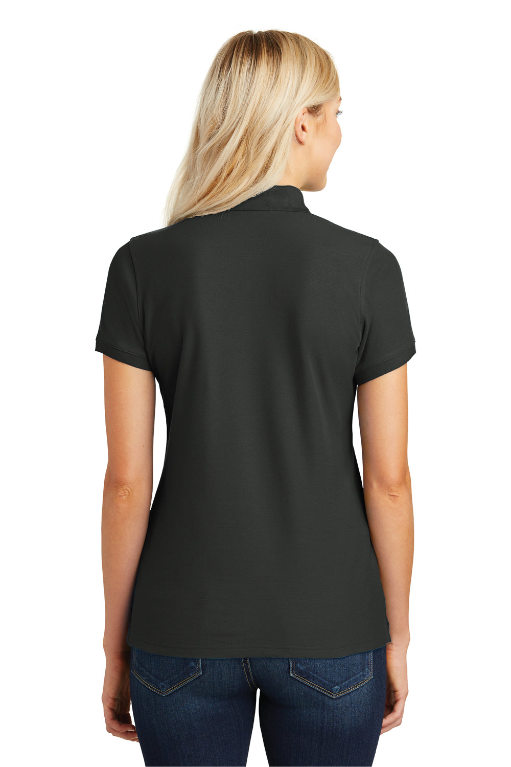 Port Authority L100 Womens Core Classic Short Sleeve Polo Shirt Deep Black Model Back