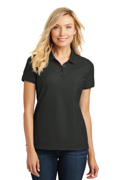 Port Authority L100 Womens Core Classic Short Sleeve Polo Shirt Deep Black Model Front