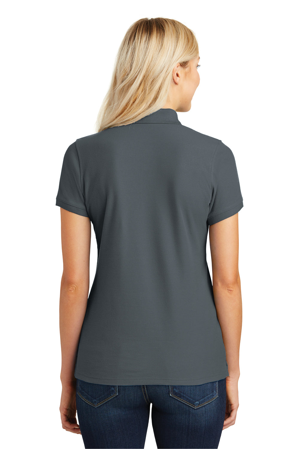 Port Authority L100 Womens Core Classic Short Sleeve Polo Shirt Graphite Grey Model Back