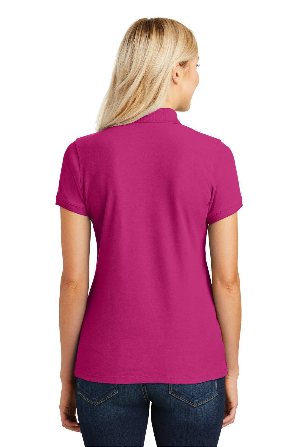 Port Authority L100 Womens Core Classic Short Sleeve Polo Shirt Azalea Pink Model Back