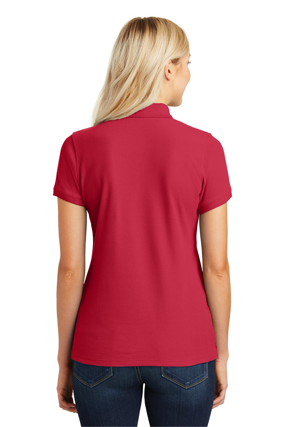 Port Authority L100 Womens Core Classic Short Sleeve Polo Shirt Rich Red Model Back