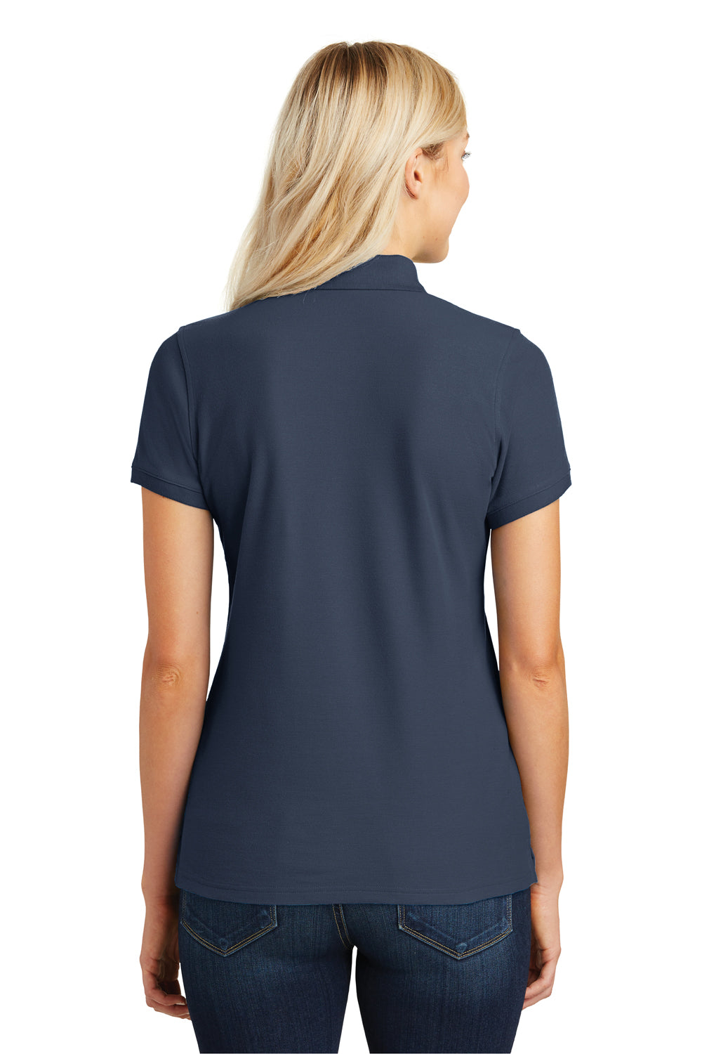 Port Authority L100 Womens Core Classic Short Sleeve Polo Shirt River Navy Blue Model Back