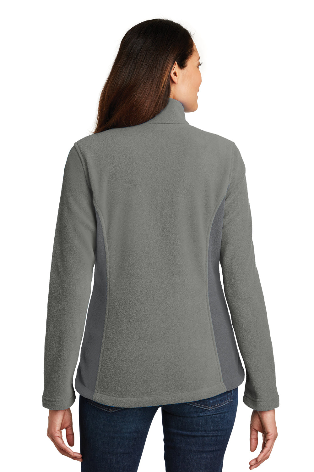 Port Authority L216 Womens Full Zip Fleece Jacket Deep Smoke Grey/Battleship Grey Model Back