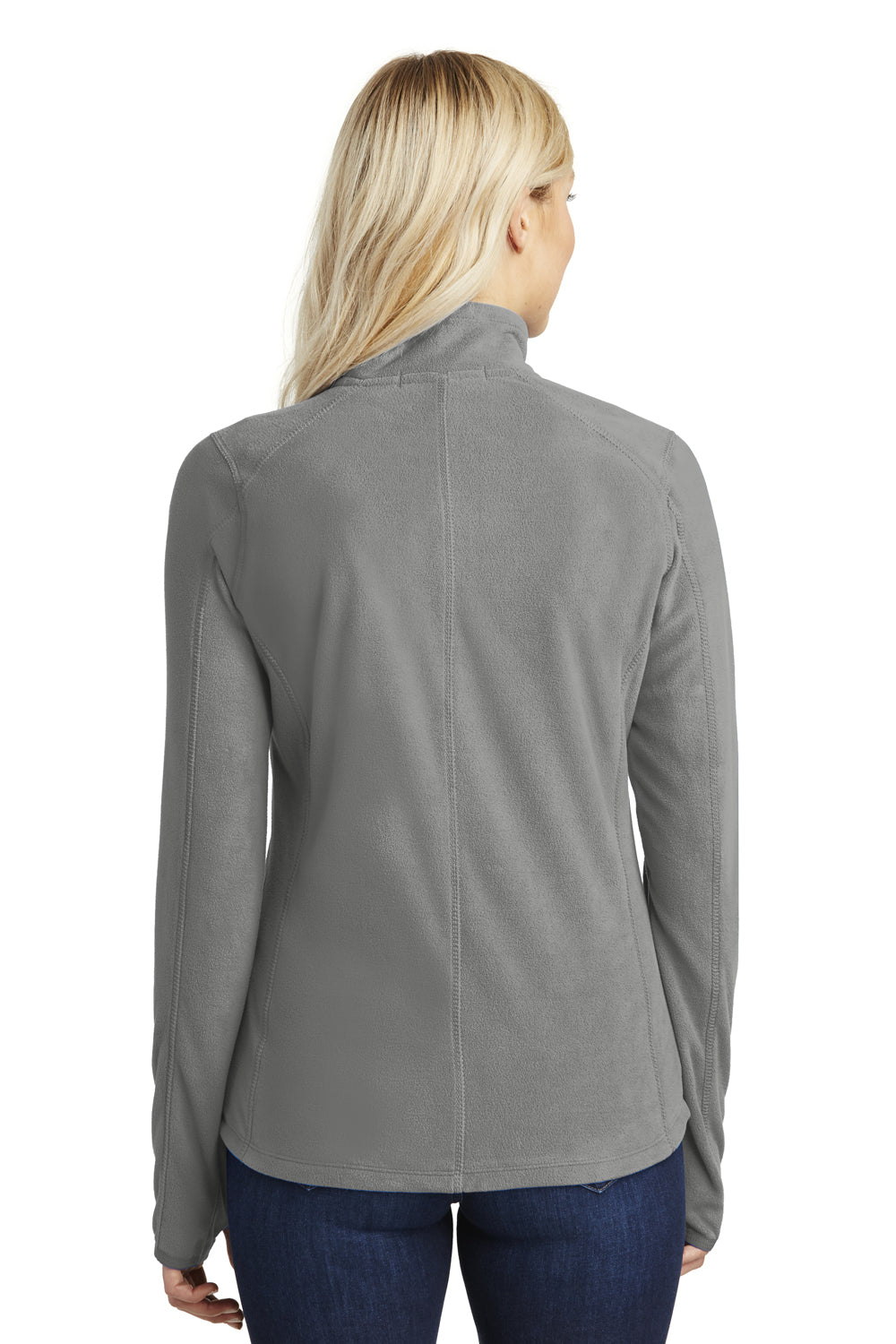 Port Authority L224 Womens Pill Resistant Microfleece 1/4 Zip Sweatshirt Pearl Grey Model Back