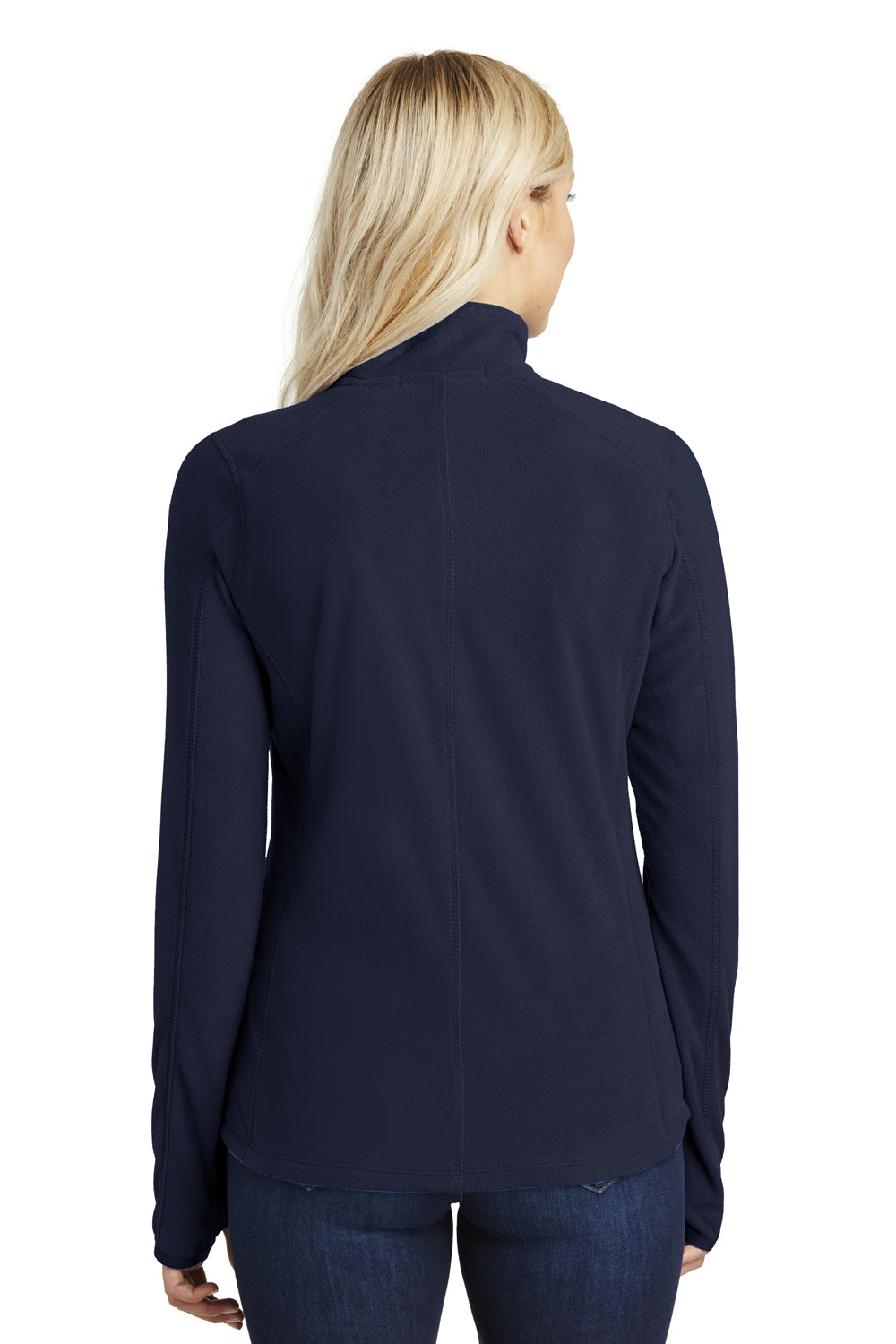 Port Authority L224 Womens Pill Resistant Microfleece 1/4 Zip Sweatshirt True Navy Blue Model Back